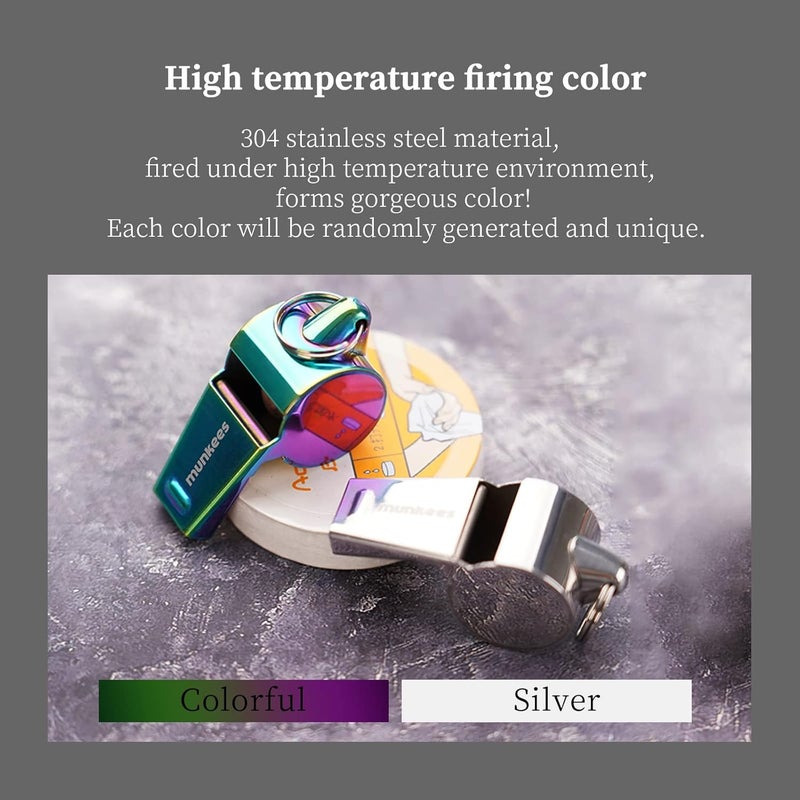 Munkees Whistle Outdoor Large Volume Whistle Disaster Prevention Goods 304 Stainless Steel - Image 4